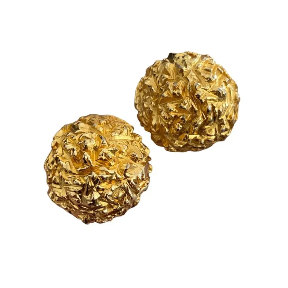Unisex Gold platted gold nugget cufflinks exceptional domed Vintage